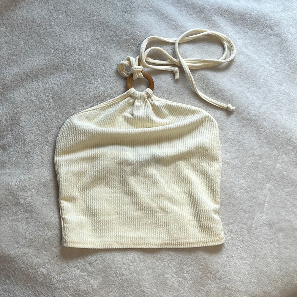 Ripple Rib Ring Detail Halter Top